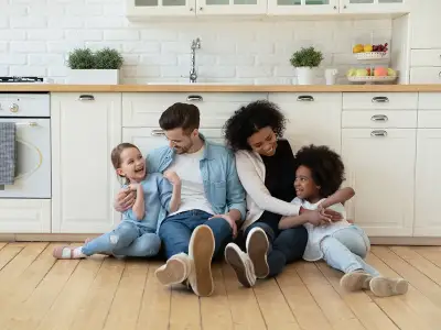 family in kitchen