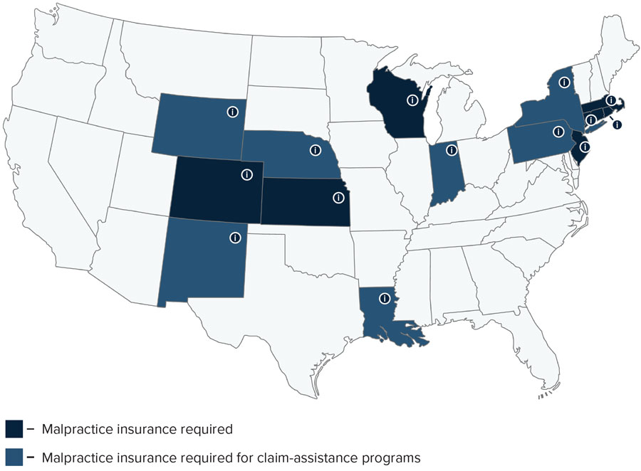 medical malpractice insurance map