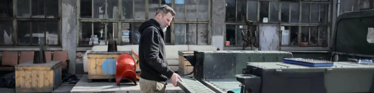 man working on truck